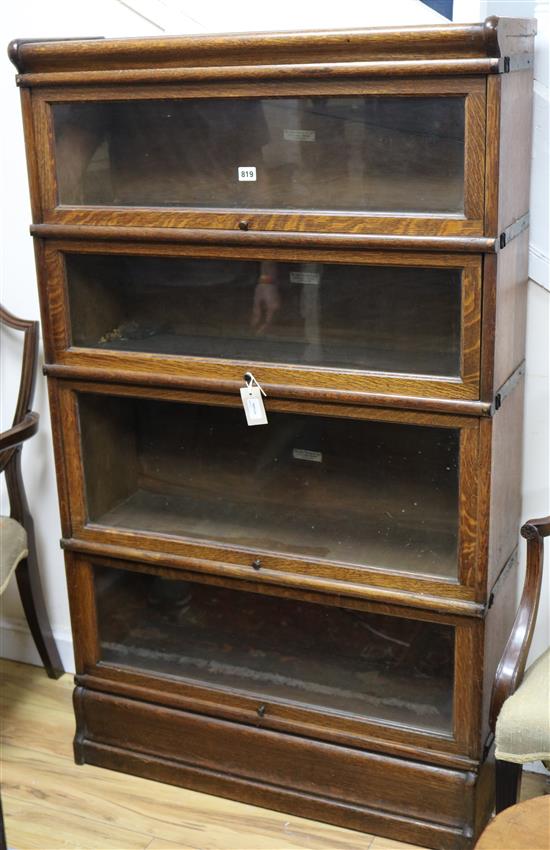 A Globe Wernicke oak four-section bookcase